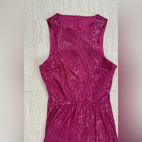 Alamour The Label Gown Dress Wedding Guest Magenta Sequin Glam Formal Prom Sz L - Picture 7 of 16
